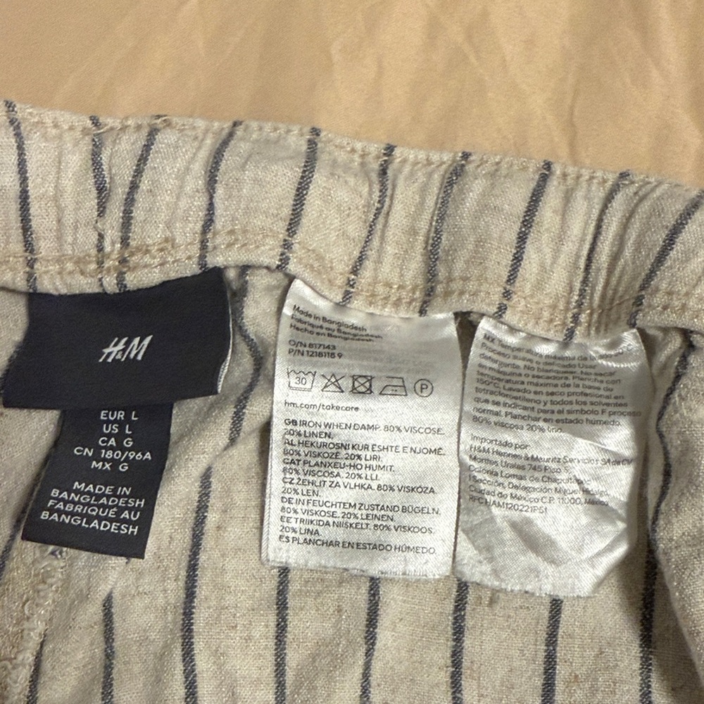 H&M Beige Striped Trousers